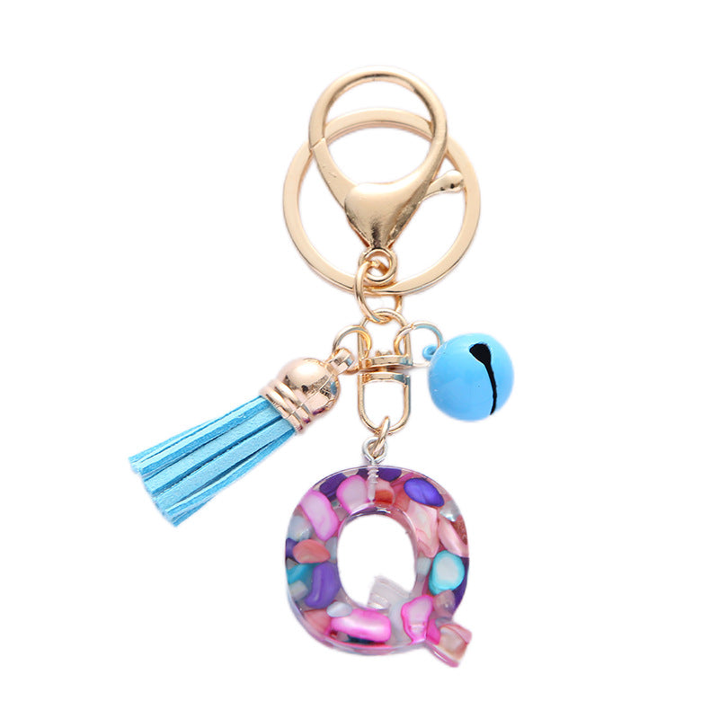Wholesale English Alphabet Tassel Pendant Resin Drop Glue Keychains